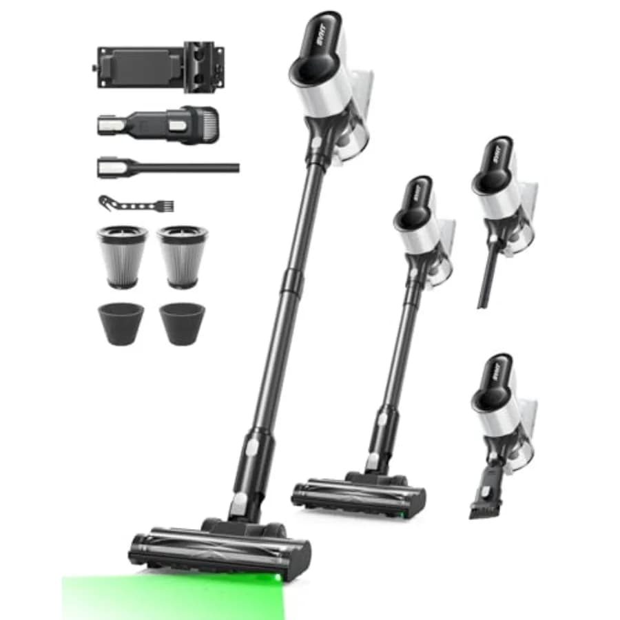 Aspirapolvere Senza Fili 500W 45KPA con Luce LED per Uso Domestico, Design Leggero Autoportante, Spazzola Anti-Groviglio, 1.6L
