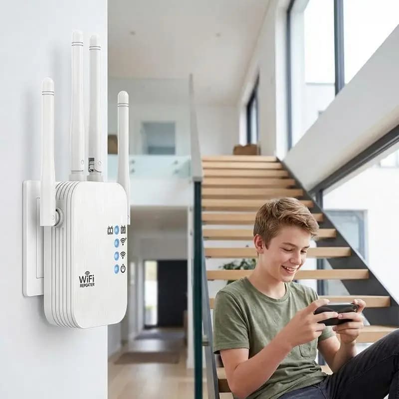 Amplificatore di Segnale WiFi ad Alta Potenza, Ripetitore Affidabile, Estensore di Portata Cablato per Camera da Letto, Appartamento, Casa, Ufficio, Internet