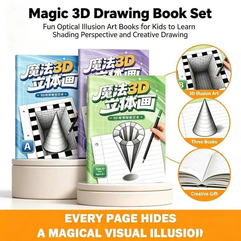 1/3Pcs Magic 3D Stereo Kids Educational Doodle Sketchbook: Funny Graffiti Painting Notebook Creativity