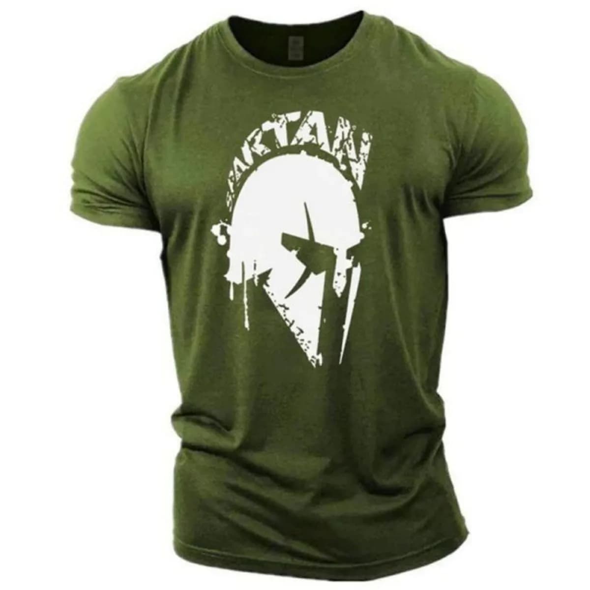 T-shirt girocollo comoda e traspirante da uomo nuova con motivo stampato Spartan Warrior adatto per l'abbigliamento casual estivo all'aperto