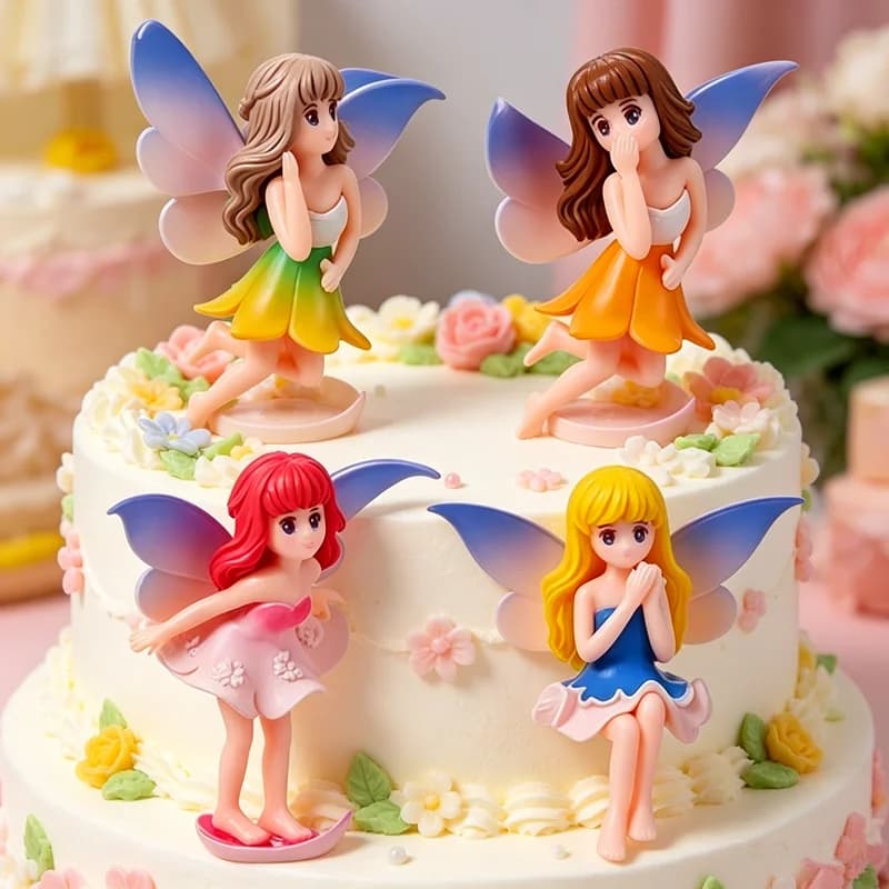 4PCS Mini Fairy Garden Figurines, Tiny Fairy Ornaments for Terrarium, Dollhouse, Potted Plant DIY Landscape Decor
