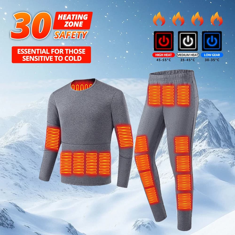 30 aree di riscaldamento intimo tute da sci biancheria intima termica donna uomo giacca riscaldata pantaloni inverno riscaldamento elettrico USB abbigliamento da esterno
