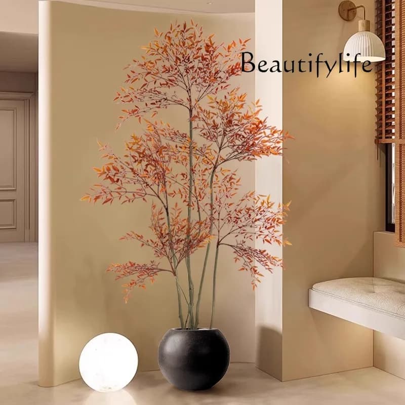 Simulazione pianta verde Nantianzhu luce di fascia alta di lusso per interni soggiorno mobile TV pavimento ornamento albero falso in vaso