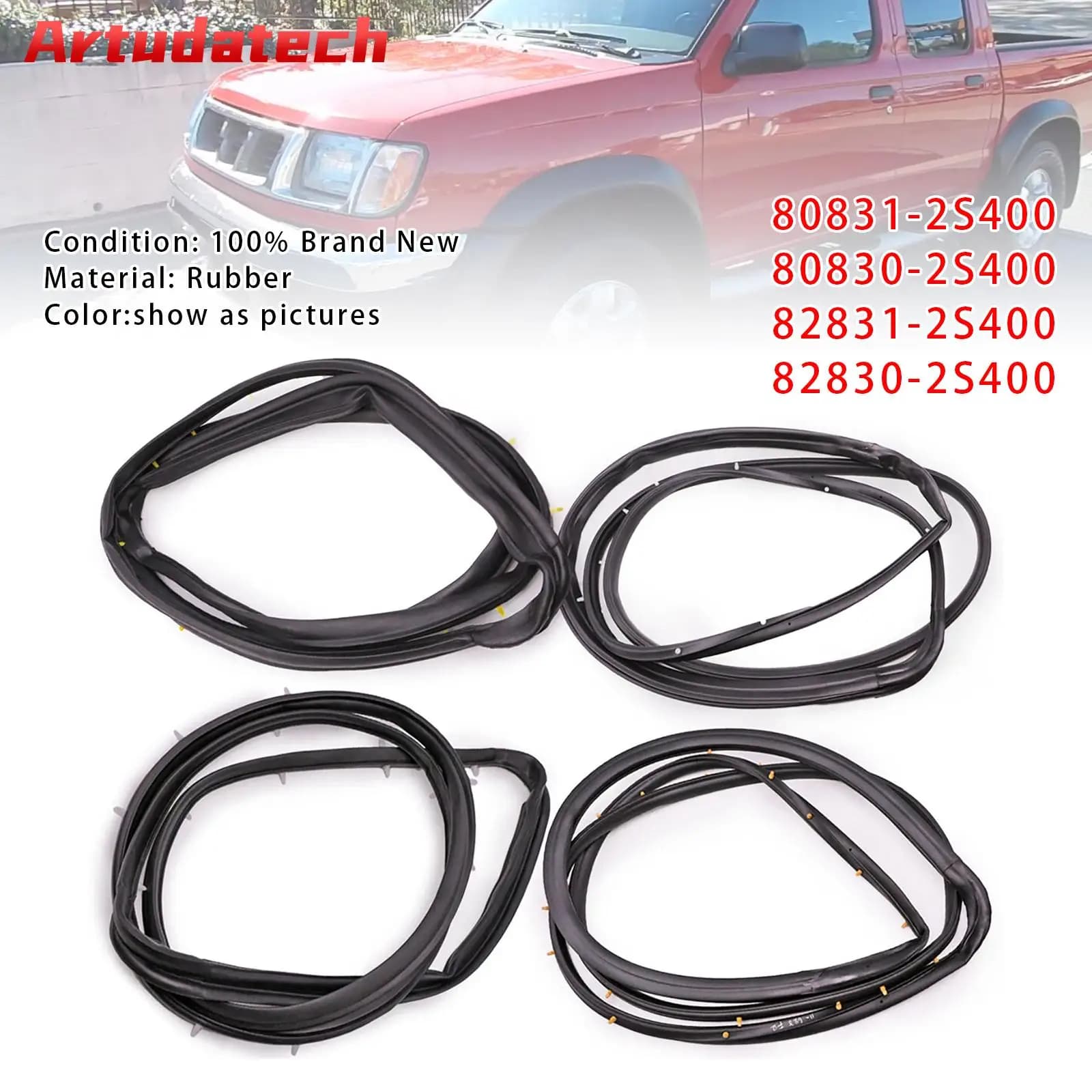 Artudatech 4PCS Porta Anteriore Posteriore Guarnizione In Gomma Guarnizione Per Nissan D22 Frontier 1998 1999 2000 2001 2002 2003 2004 2005