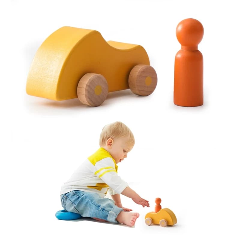 Giocattolo per bambini blocchi di legno di faggio Cartoon Car Villain giocattoli educativi Montessori bambino dentizione gioco del cervello regalo di compleanno per bambini fatto a mano