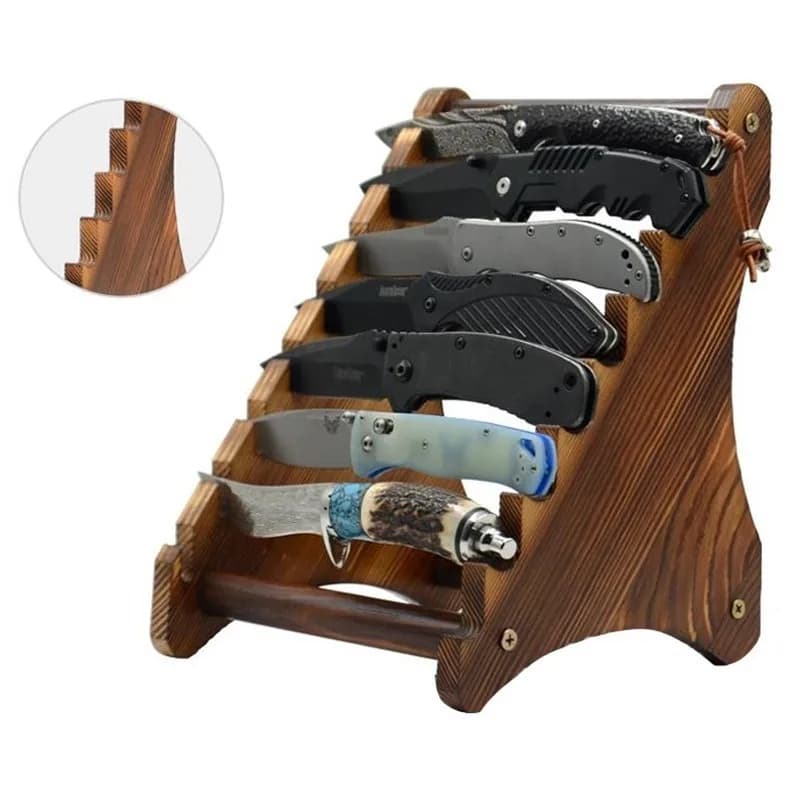 Wooden knife holder with 8 levels, Fruit knife display, Kitchen Tools Organizer, Table Decoration