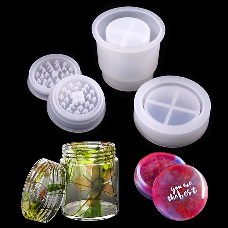 Bottiglia di cristallo fai-da-te Stampo in silicone Stampo in resina epossidica Conservazione Bottiglia cilindrica Smerigliatrice per fumo Set combinato Stampi per calcestruzzo