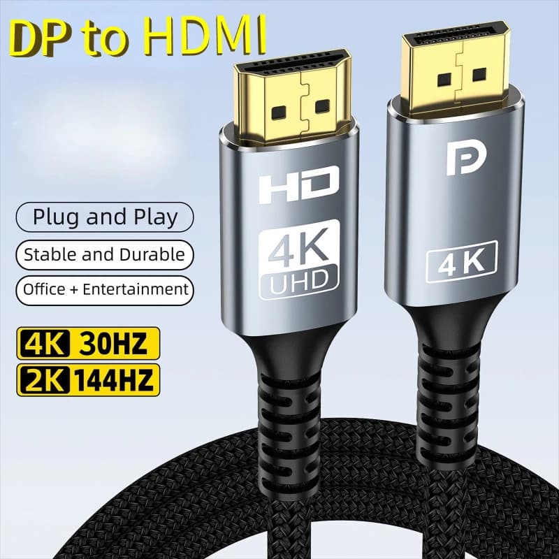 Cavo compatibile da DisplayPort a HDMI 4K 30Hz, adattatore da DP a HD, video e audio per PC, laptop, TV Box, proiettore, PS4