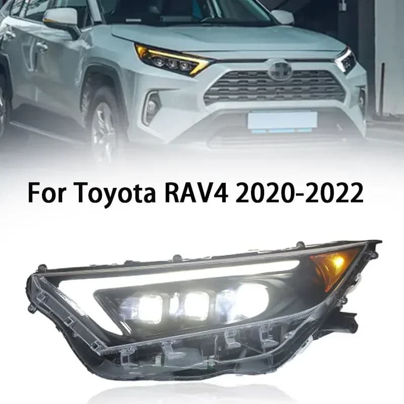 Car Styling Testa Della Lampada Per Toyota RAV4 Faro A LED 2019-2022 Fari RAV4 DRL Segnale di Girata Fascio Alto Angelo Occhio Lente Del Proiettore