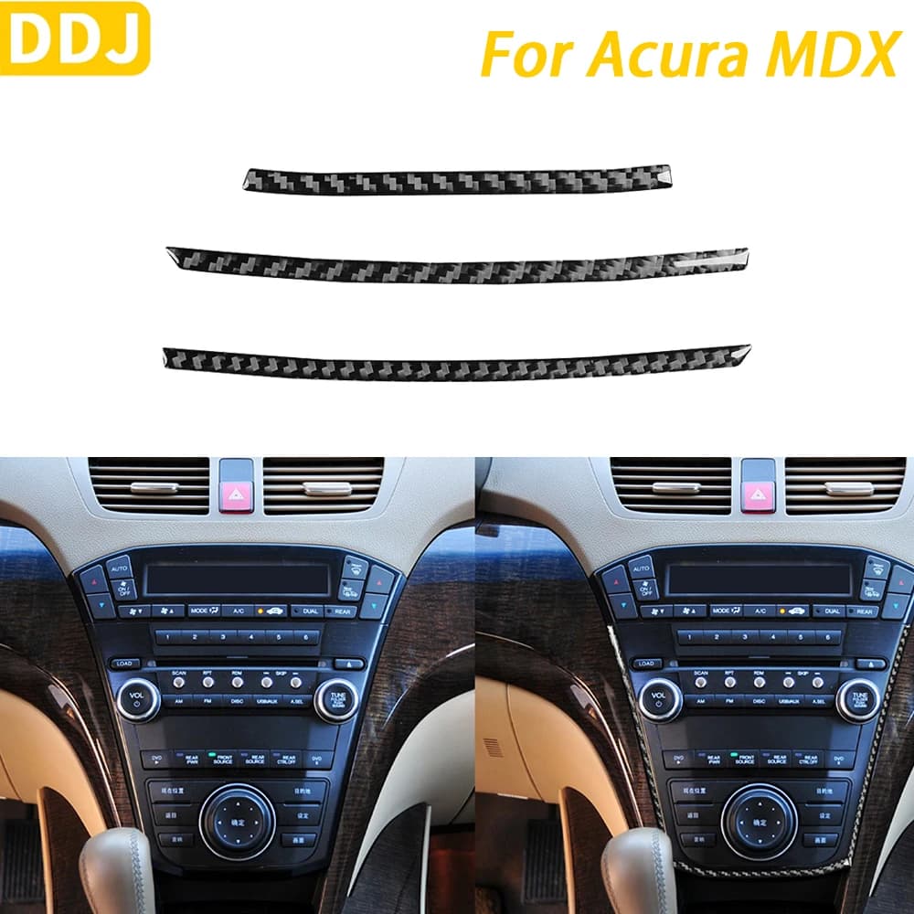For Acura MDX 2007-2013 accessories Central carbon fiber console AC CD Frame Cover Trim Car Interior Decoration Sticker