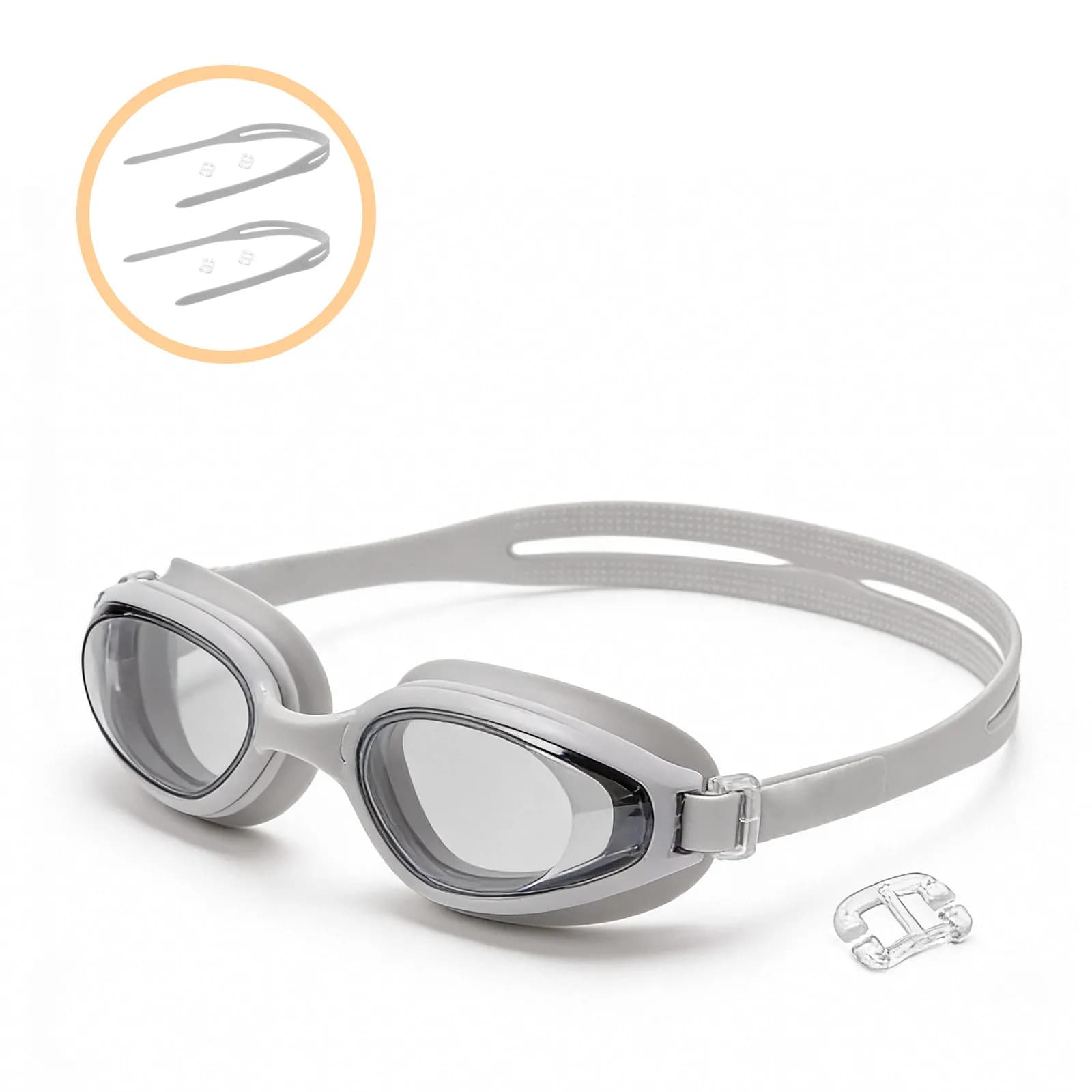 2Pcs Silicone Swim Mask Strap with Adjustable Buckle for Swimming Goggles Snorkeling Diving Freediving Eyewear Head Band Grey