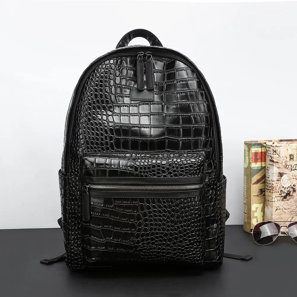 Zaino alla moda da uomo 2025 popolare design di lusso impermeabile modello coccodrillo zaino borsa per laptop sportiva da viaggio d'affari per feste