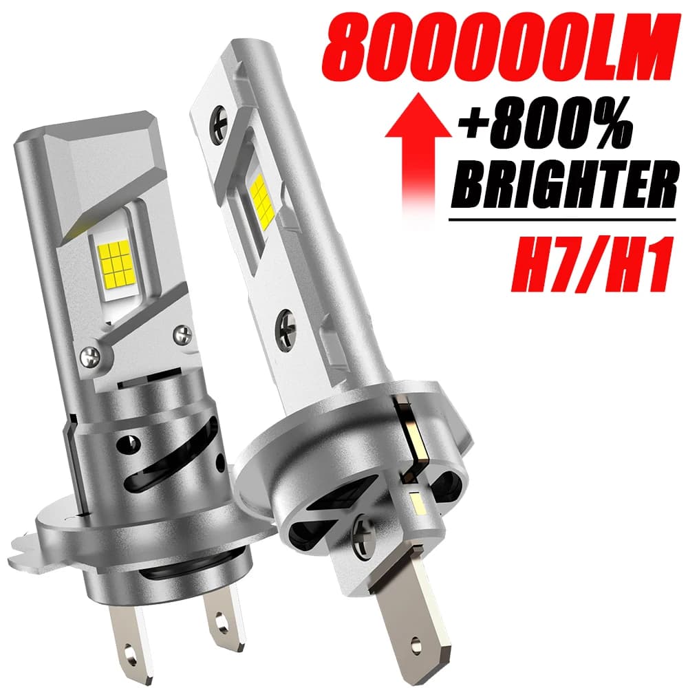 H1 H7 Lampadina per fari a LED 800000LM Super Bright CANBUS Lampade per automobili a LED Plug And Play Turbo Fan Diodo Luci per auto 6000K 12V
