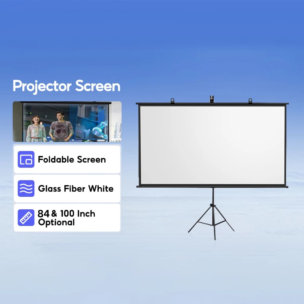 Tripod Projector Screen with Stand 84/100 Inch 16:9 White Foldable Portable Projection Screen for Home Office Outdoor Movie