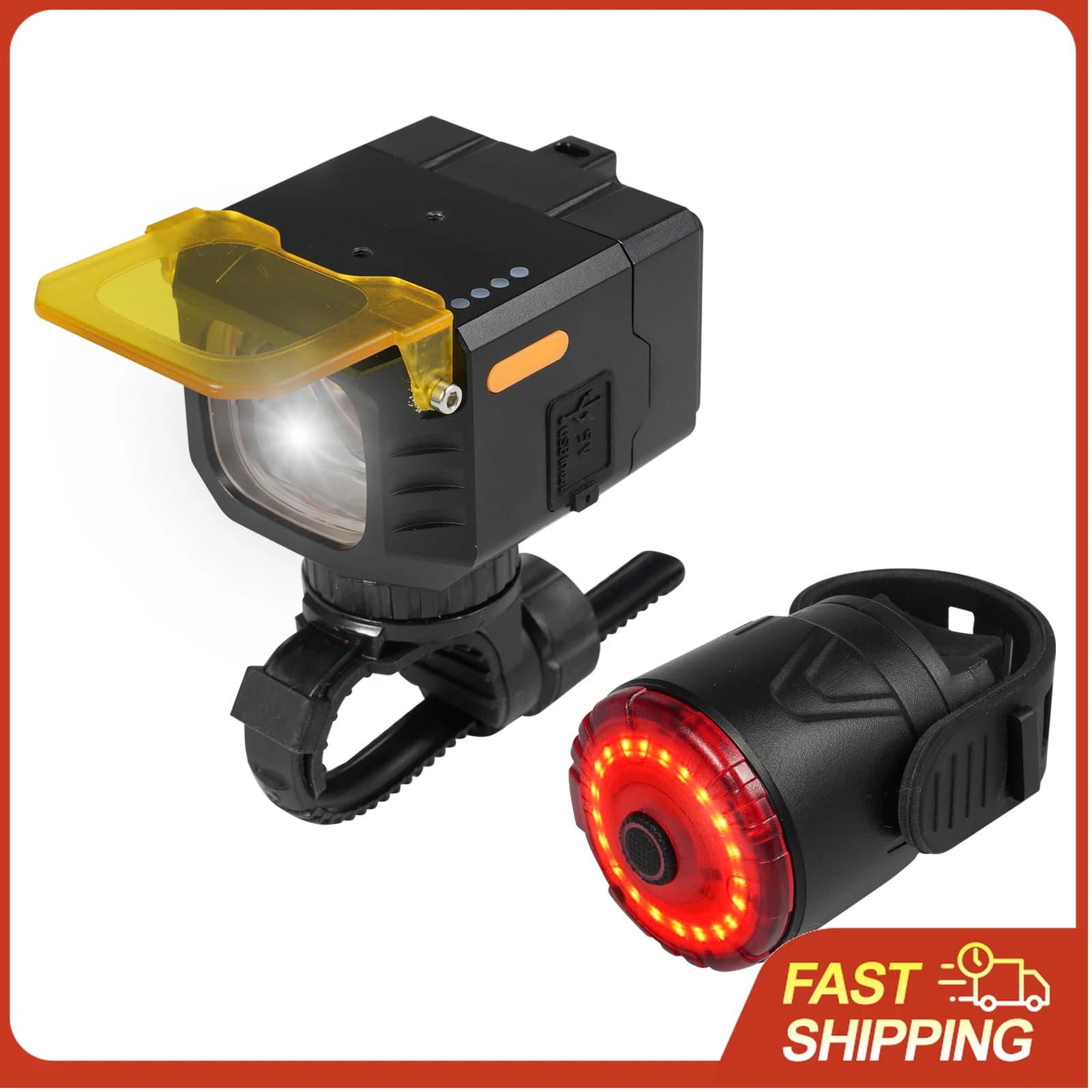 Set Front Lights & Wireless Bicycle Posters 2400-3200lm, Remote Control 200M, Waterproof IPX5, USB-C for Safety Night Cycling