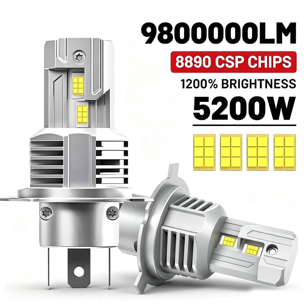 5200W Plug and Play H4 LED Car Headlight Bulb Canbus 9005 H11 Light for Car Turbo Mini Size H7 LED HeadLamp Wireless with Fan