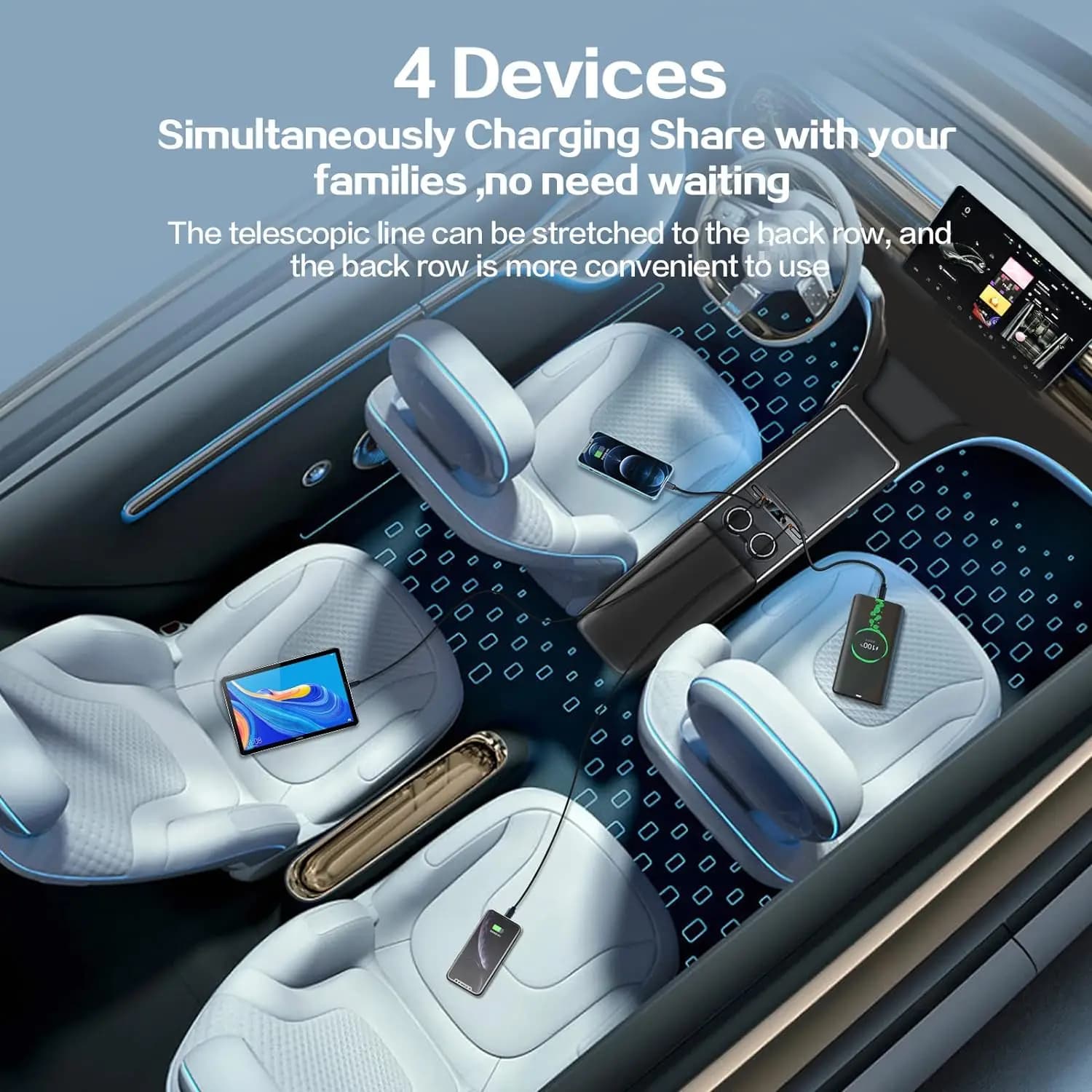 4 IN 1 Per Tesla Modello 3/Y 2021-24 Docking Station USB Caricatore rapido Shunt Hub Estensione Console centrale 4 Porte Smart Sensor
