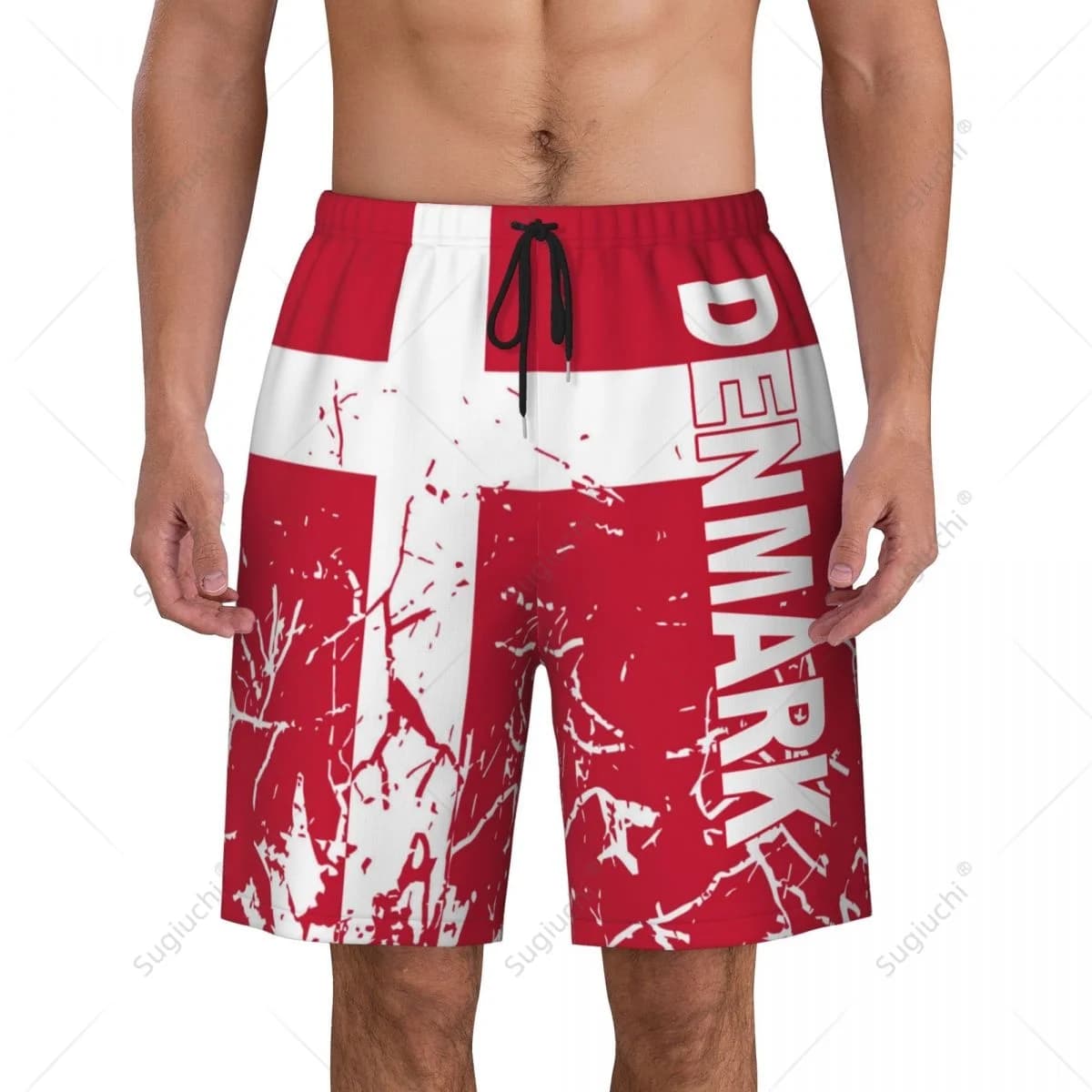 Men's Denmark Flag Beach Pants Board Shorts Surfing Boys Soccer Cycling Swimwear Running Polyester