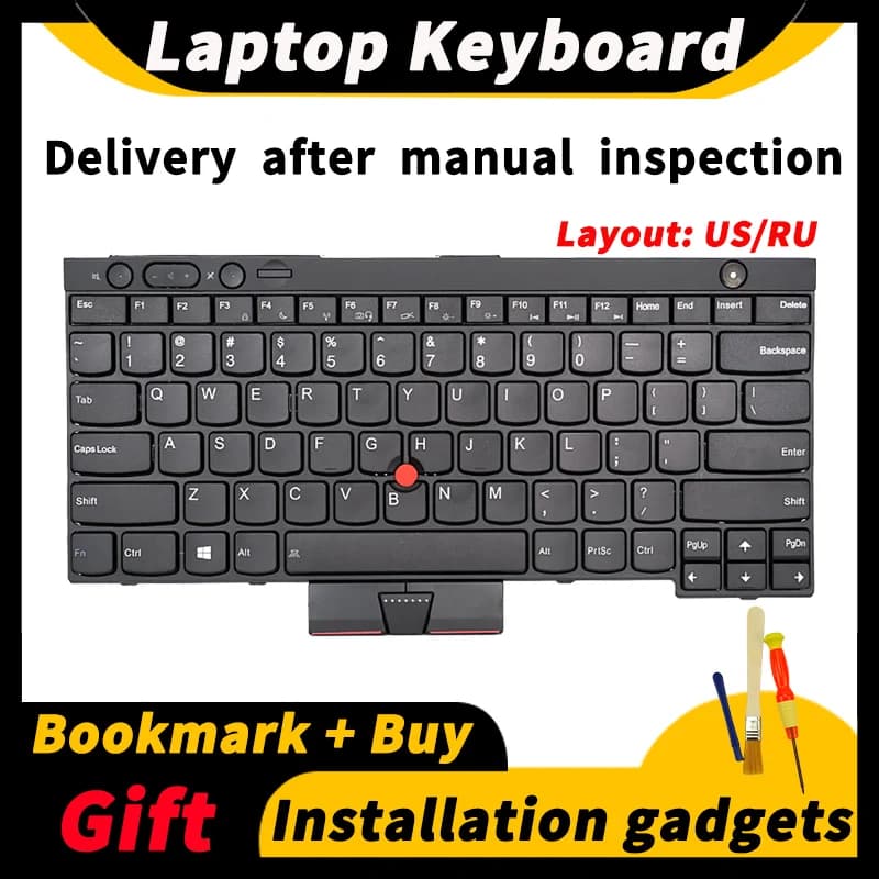 Laptop Replacement Keyboard for Lenovo ThinkPad T430 T430S X230 X230T T530 L430 L530 04Y0490 04X1277 04X1315 USA/Russia Layout