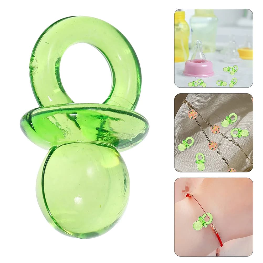 50 Pcs Mini Pacifier Decoration Baby Shower Transparent Green Acrylic Miniature Pacifier naments Baby Pacifiers Decoration Party