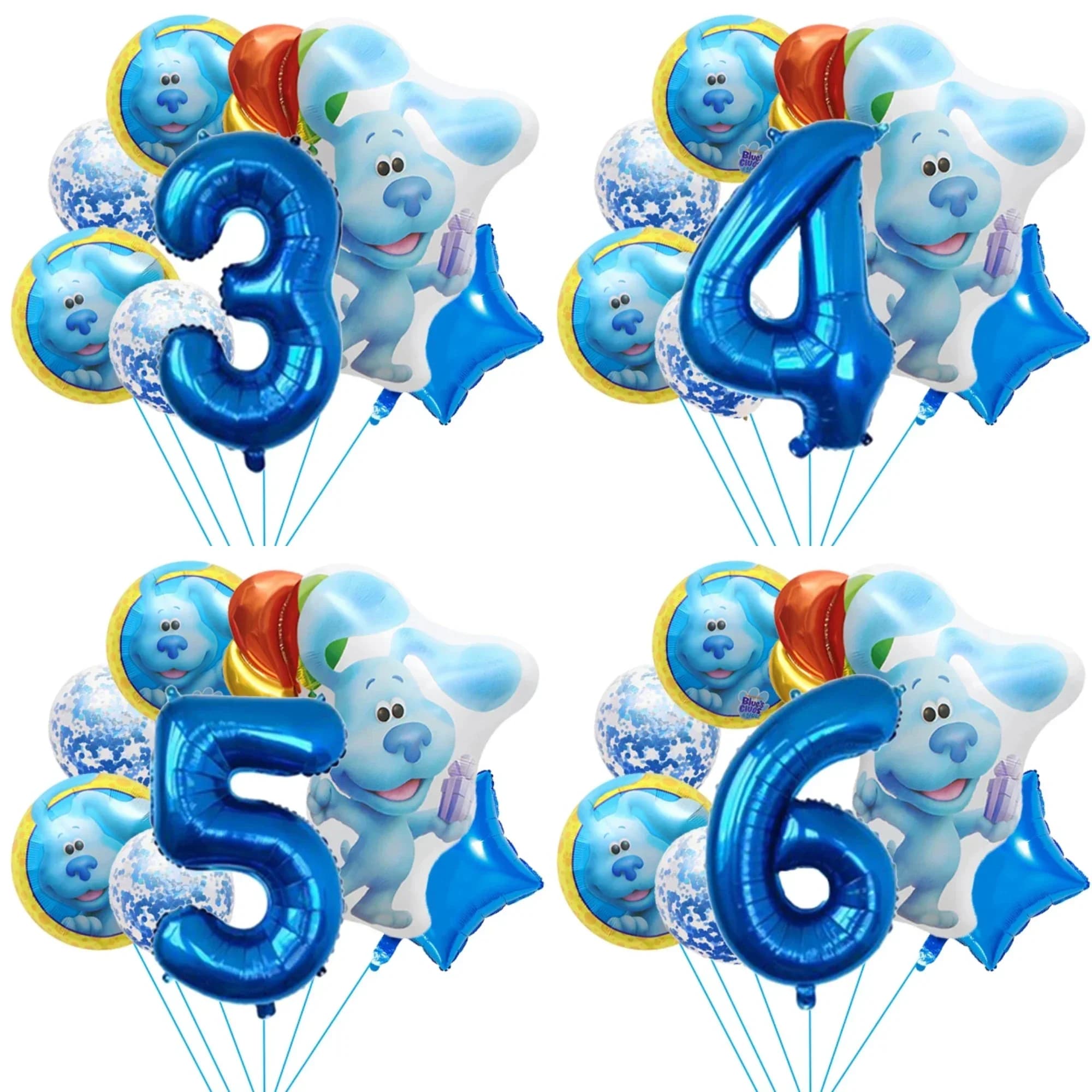 Set di palloncini Blues Piste da 7 pezzi Decorazioni a tema per feste di buon compleanno per cani Palloncini con numeri blu da 32 pollici Forniture per la doccia