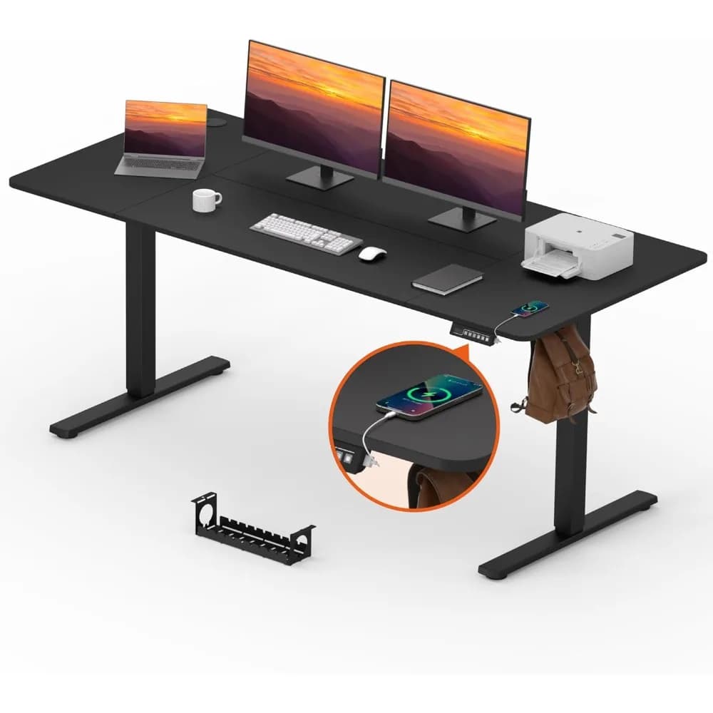 Scrivania stand up regolabile, grande scrivania in piedi regolabile in altezza da 71x31 pollici con gestione dei cavi, scrivania per computer da ufficio domestico wi