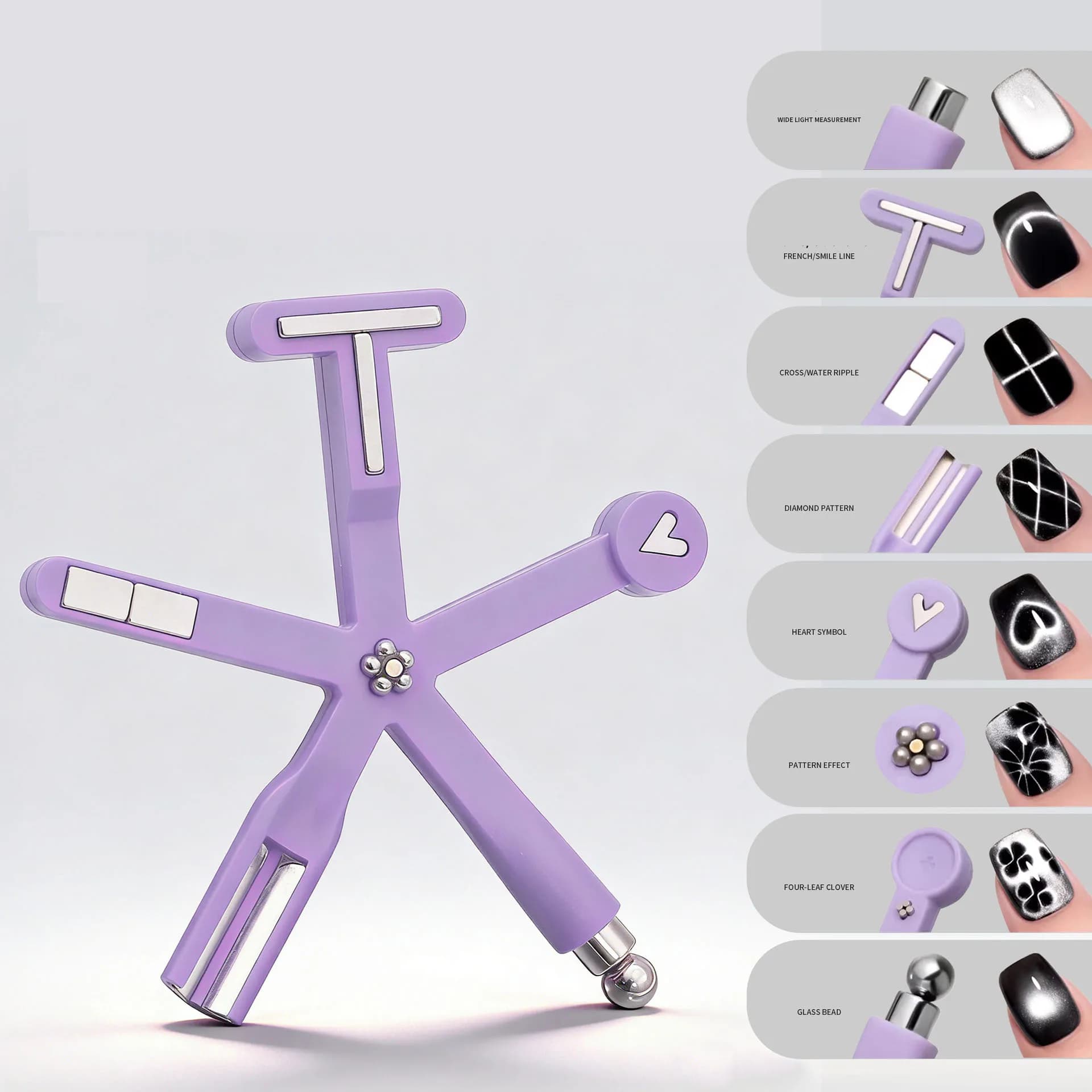 Nuovo Upgrade 2026: Bastoncino Magnetico per Unghie a Stella a Cinque Punte 8 in 1, Adatto per Smalto Gel Magnetico e Strumenti per Manicure