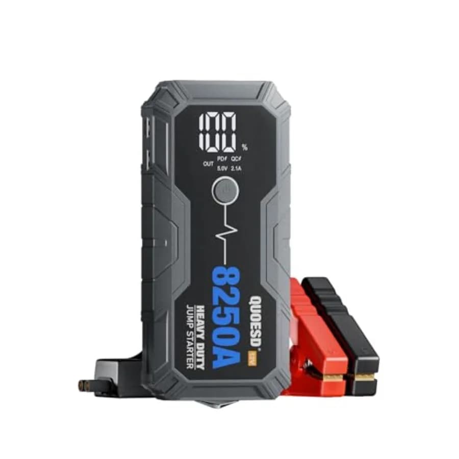 Avviatore di emergenza portatile 12V per veicoli a benzina o diesel 10.0+L, con custodia in plastica ABS nera, potenza 60W.