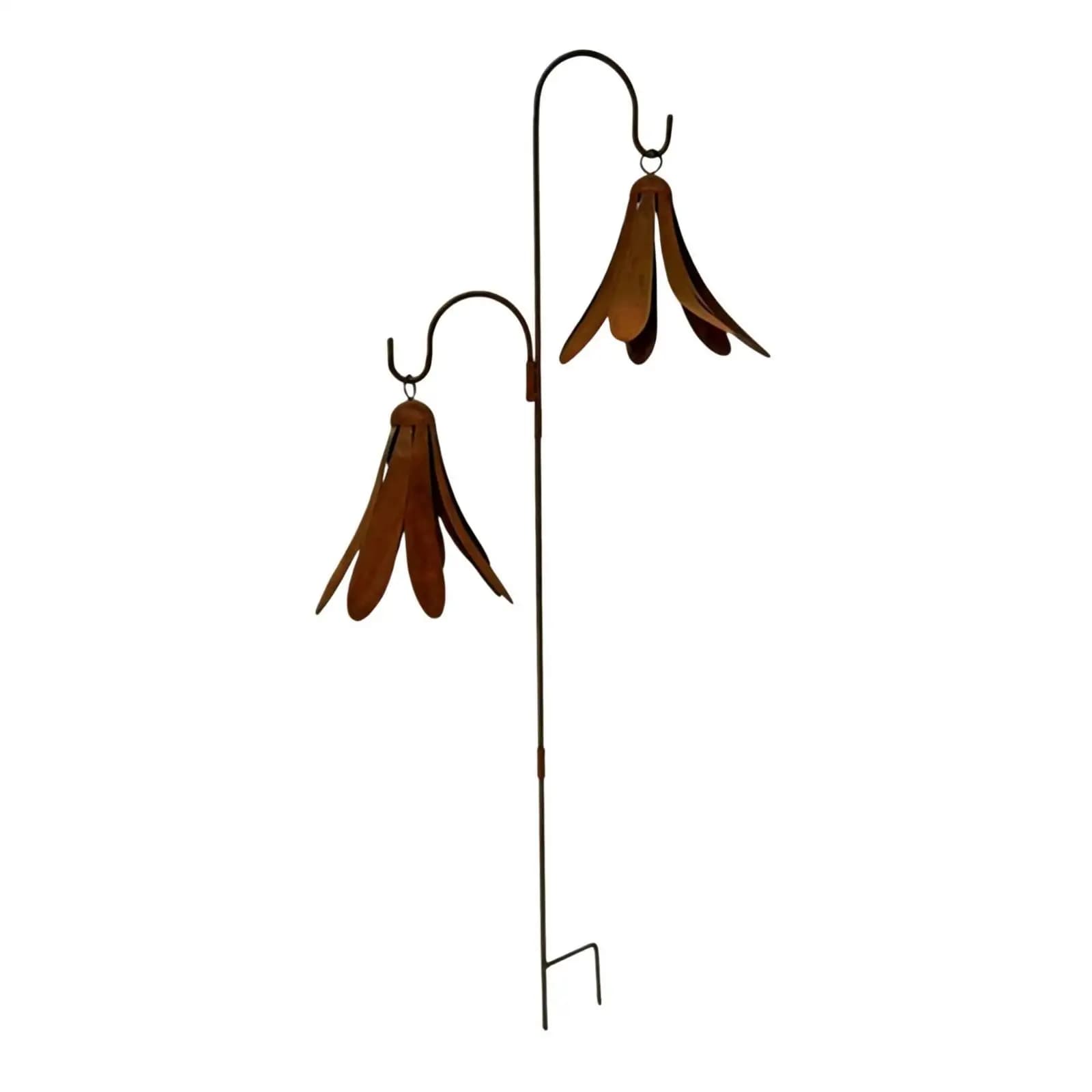 Metal Garden Stake Wind Chime Distressed Flower-Shaped Wind Chime Stake Vintage Rustic for Yard, Patio