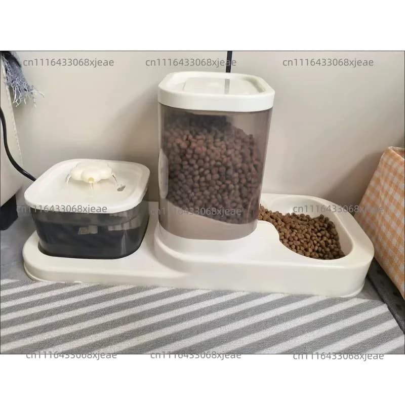 Cat automatic feeder, pet eating and drinking water integrated cat bowl cat food basin