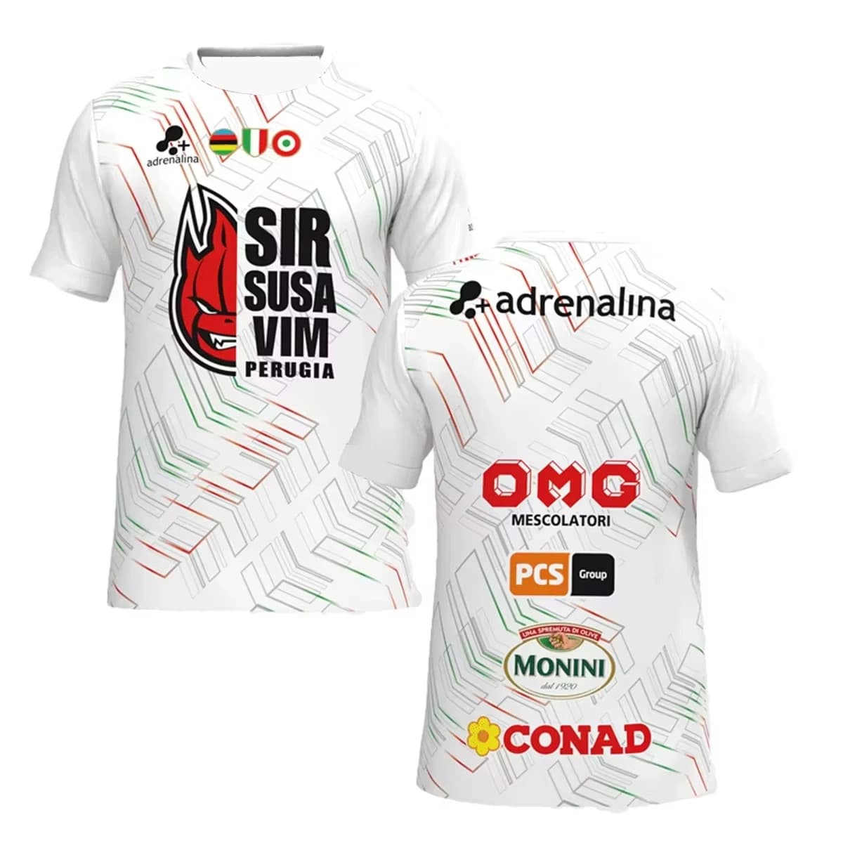 Italian Men's Volleyball Shirt Sir Susa Vim Perugia T-shirt O-Colle Fast drying workout clothing Top oversize breathable