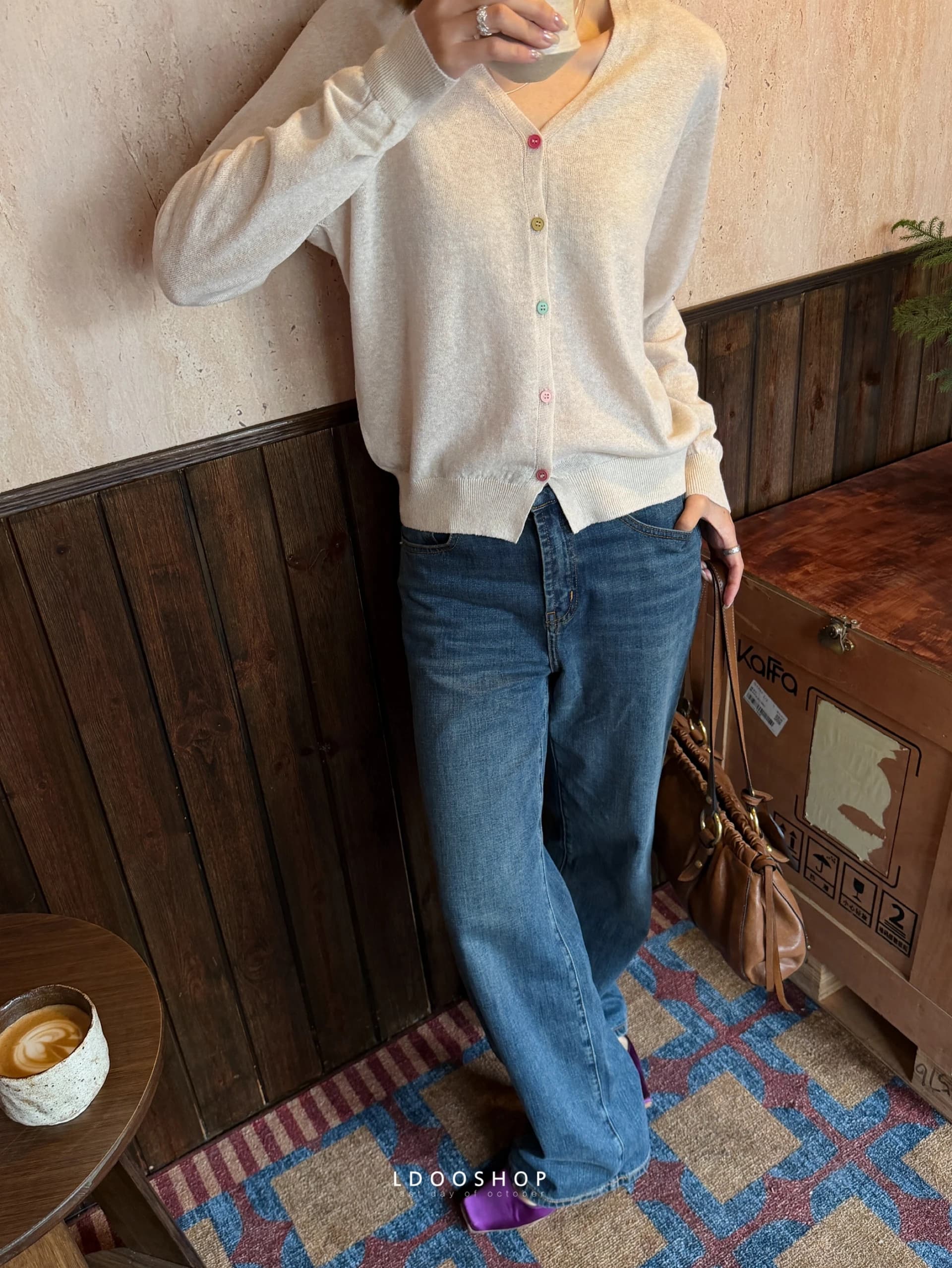 Jeans LDOO OP Vintage Lavati Blu Chiaro a Vita Alta, Gamba Dritta, Effetto Snellente, Versatili, da Donna, in Misto Cotone