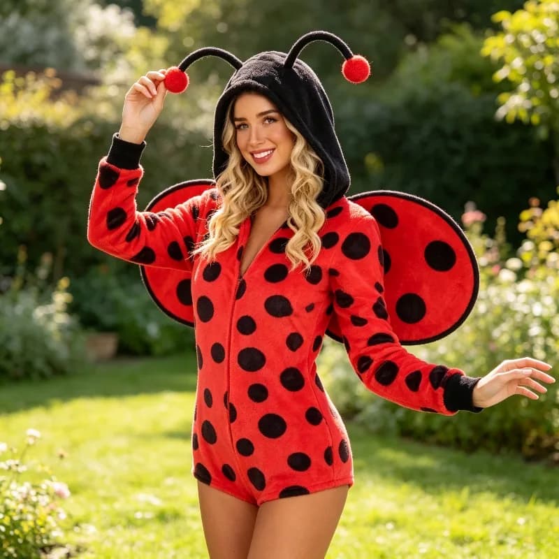 Bee Ladybug Costume Kit For Women With Wings Headband Striped Tights For Halloween Party Cosplay