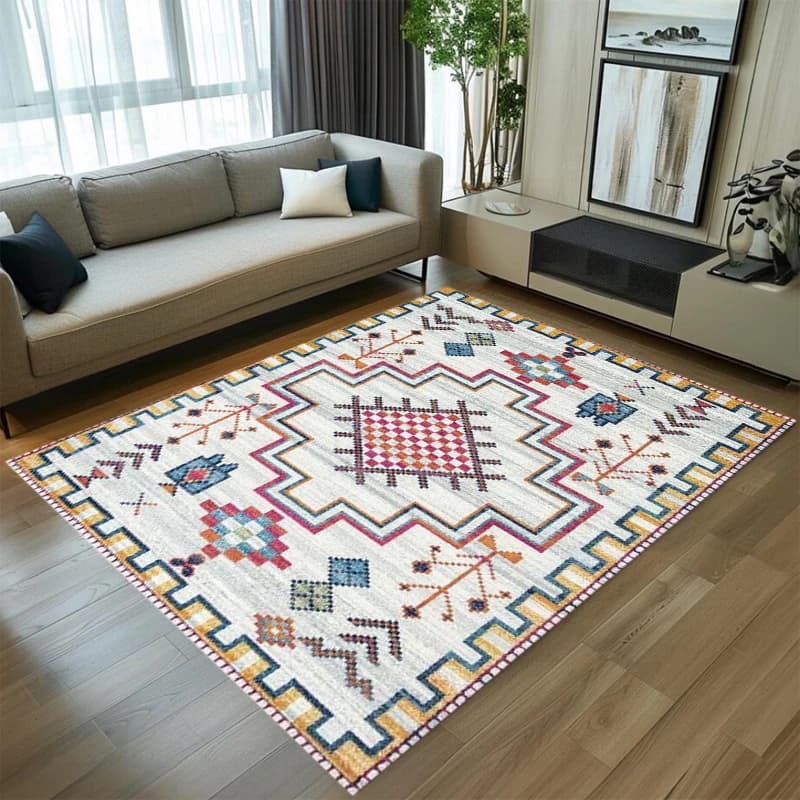 Tappeto Rettangolare Kilim Geometrico Tribale Bohemien Vintage Morbido Decorativo per Soggiorno Camera da Letto Arredamento Casa