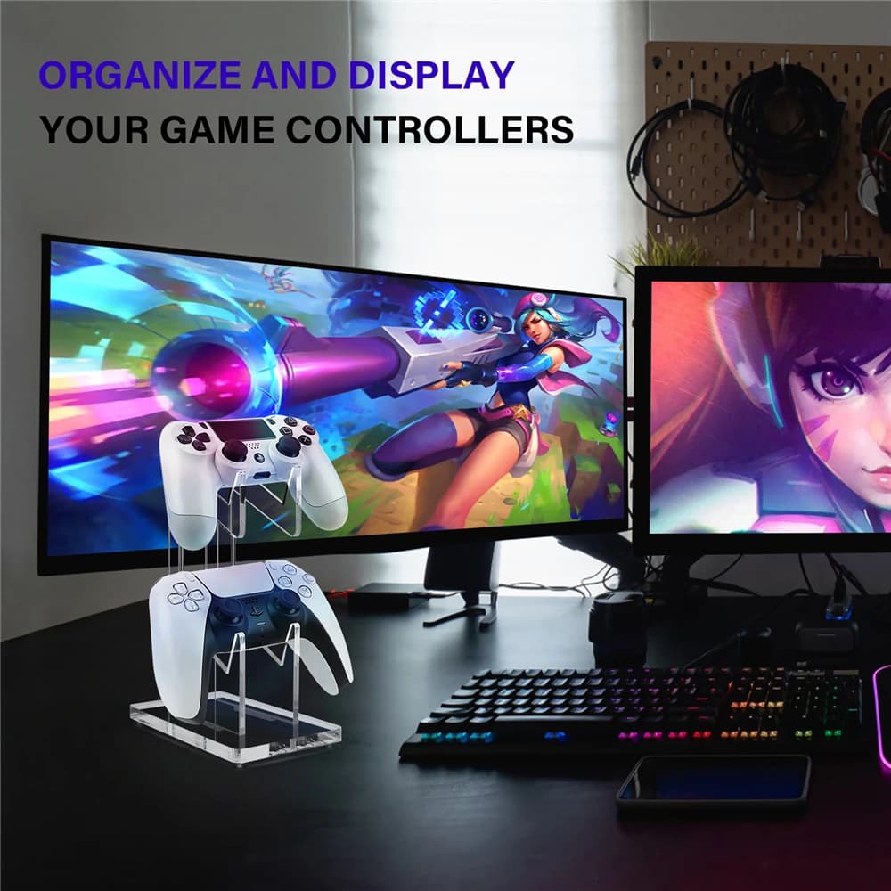 Supporto Doppio per Controller PS5, PS4, Xbox One, NS Switch, Porta Controller Universale da Scrivania, Accessori per Gaming