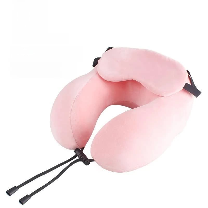 Cuscino da Viaggio Ergonomico a U in Memory Foam alla Moda con Mascherina per Dormire, Portatile, per Studenti e Viaggiatori