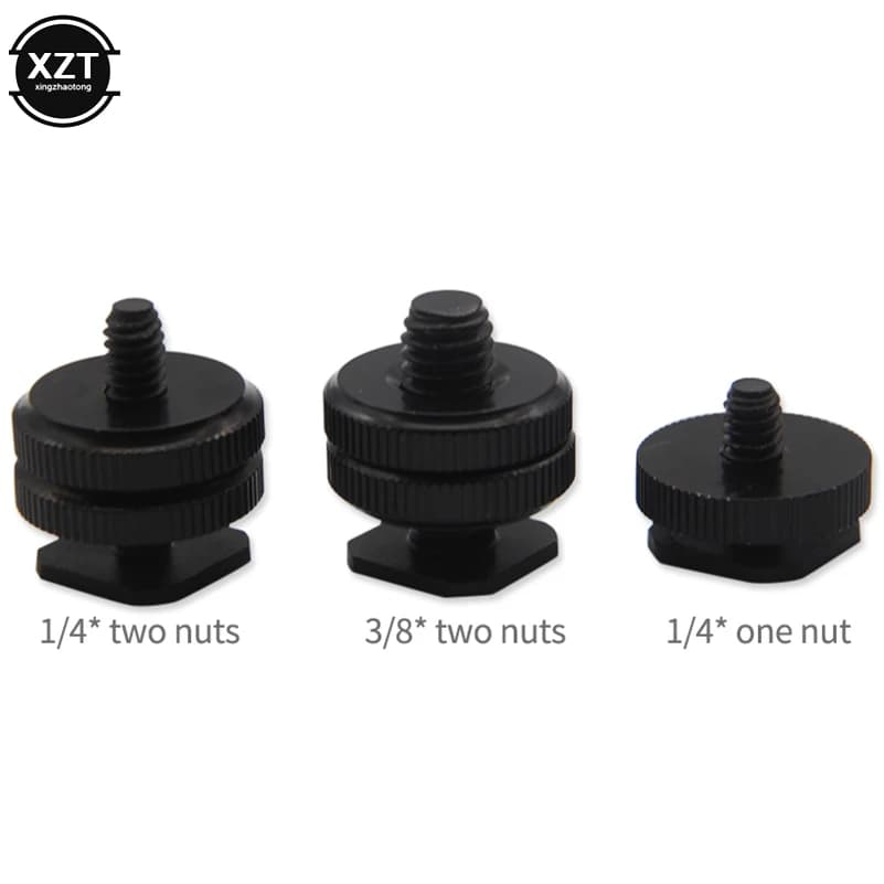 Vite di montaggio per treppiede con doppio dado da 1/4 "3/8" di alta qualità nera per flash adattatore per slitta calda per accessorio da studio per fotocamera