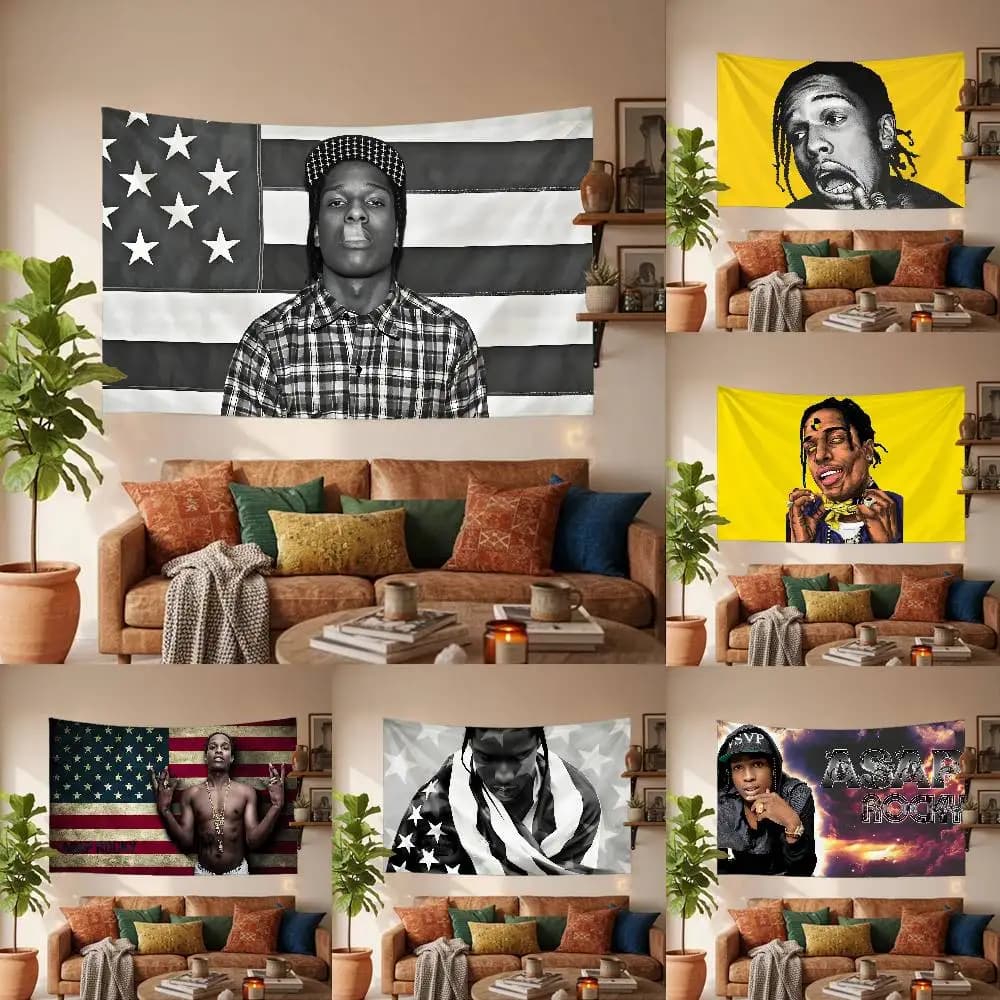 A-A$AP Rocky A-ASAP American Tapestry Wall Hanging Tapestry Art Deco Blanket Curtain Hanging At Home Bedroom Living Room Decor