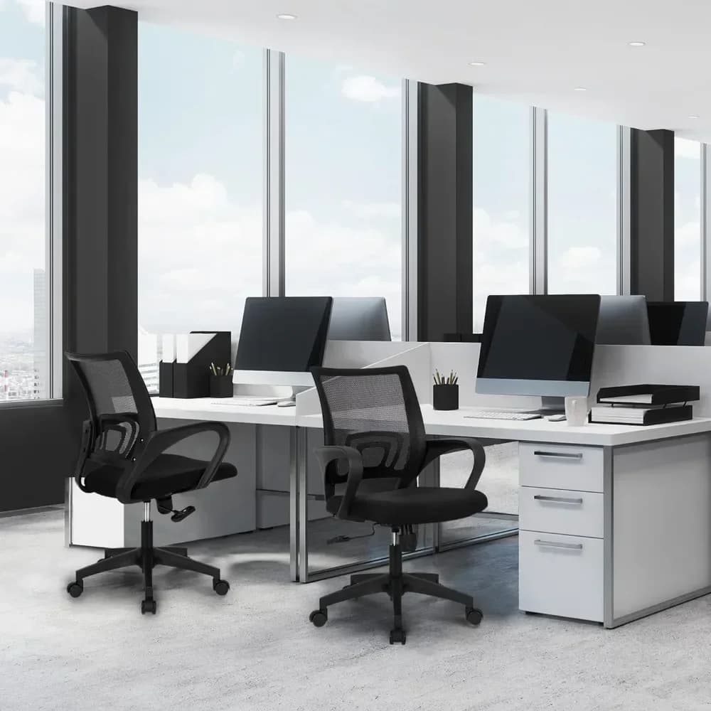 t Sedia da ufficio, cuscino ergonomico per schienale medio da gioco, supporto lombare con ruote girevoli regolabili, sedia da ufficio