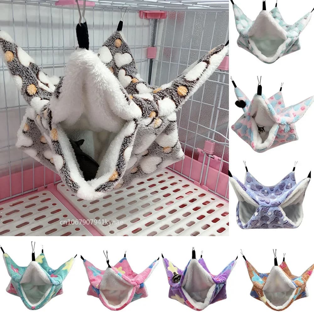 Rat hammock warm bed in thick double plush for hamster nest hanging sleeping bag beds for trees cage for india pig hamsters
