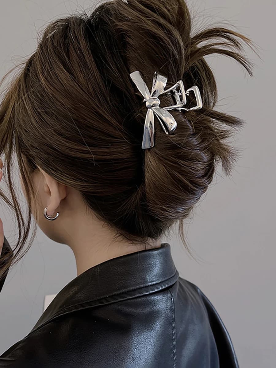 3 fermagli per capelli minimalisti in metallo con fiocco per donna, accessori per capelli con artiglio medio, per feste estive