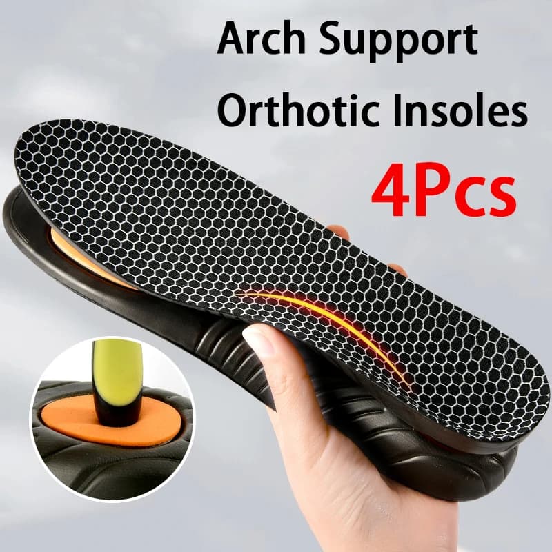 Solette ortopediche con supporto per l'arco plantare nere, ammortizzanti, traspiranti e anti-odore, 2 pezzi/4 pezzi
