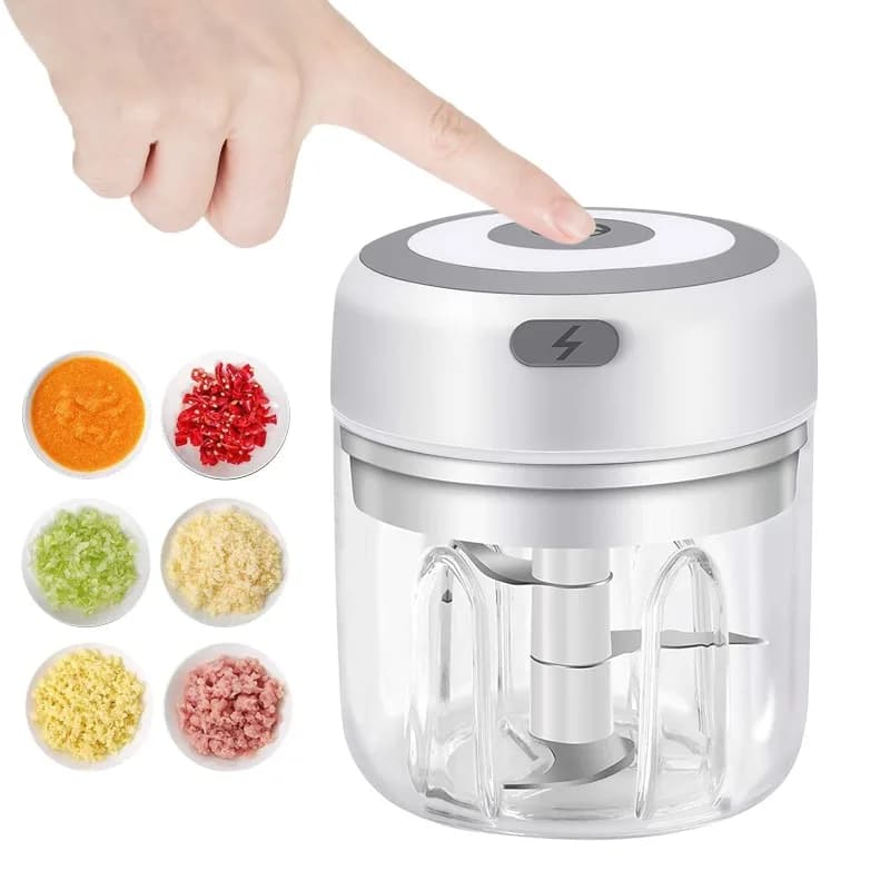 Tritatutto Elettrico per Aglio 250ML, Multifunzione per Carne, Mixer Portatile Senza Fili per Preparazione Alimenti per Bambini