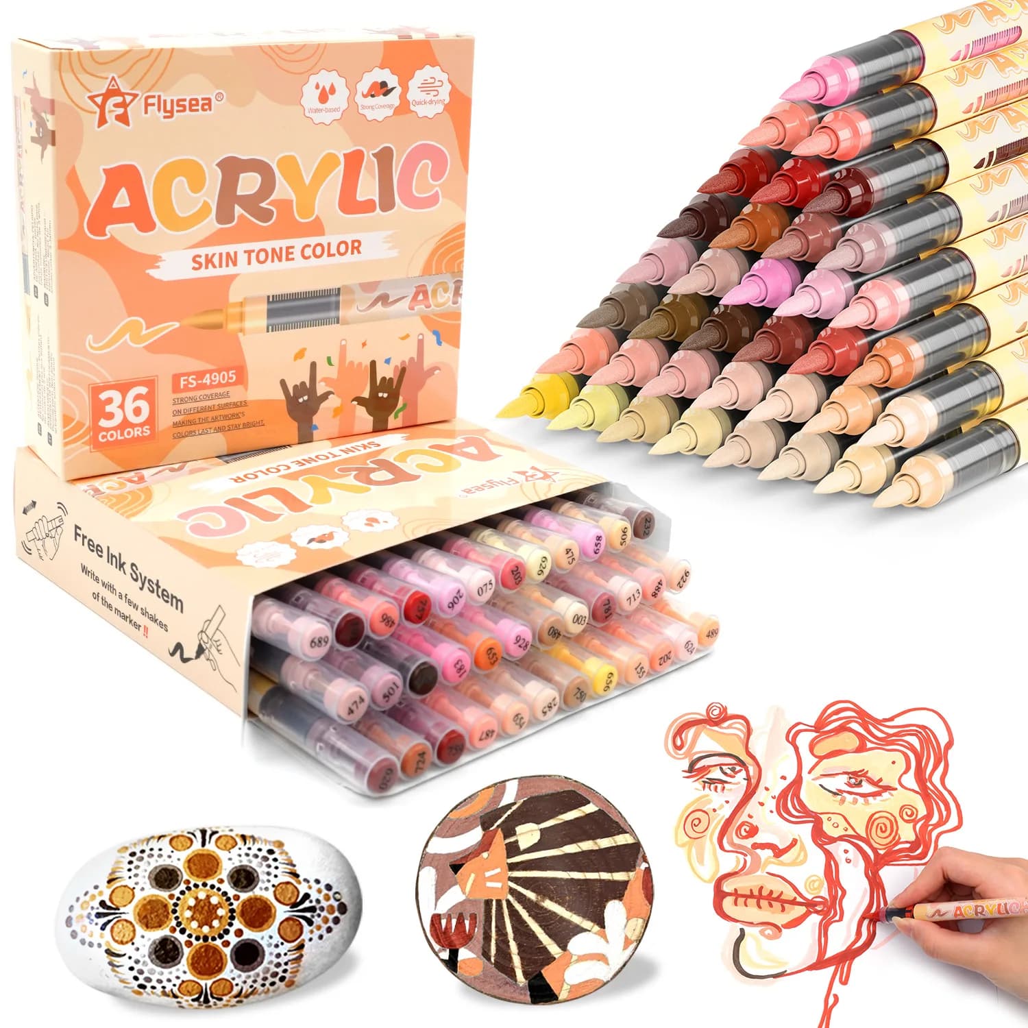 Pennarelli acrilici per pittura a 12 colori – Pennarelli a punta fine per artisti, adatti per dipingere su legno, vetro, tessuto e rocce