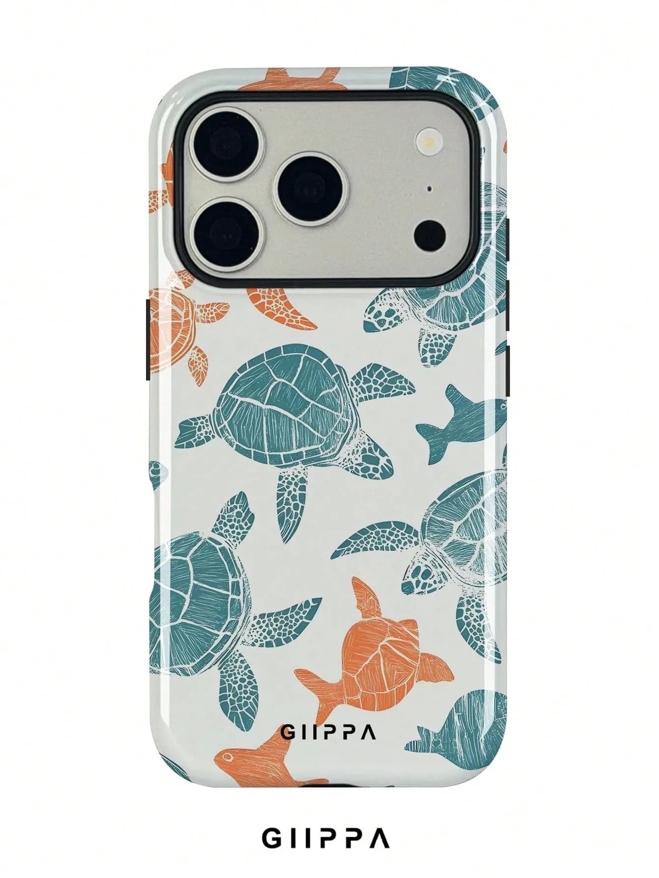 GIIPPA Vintage Sea Turtle Phone Case for iPhone 18 17 16e 16 15 14 13 12 11 XR XSMAX 8 Air Pro Max Plus Double-layer Back Cover