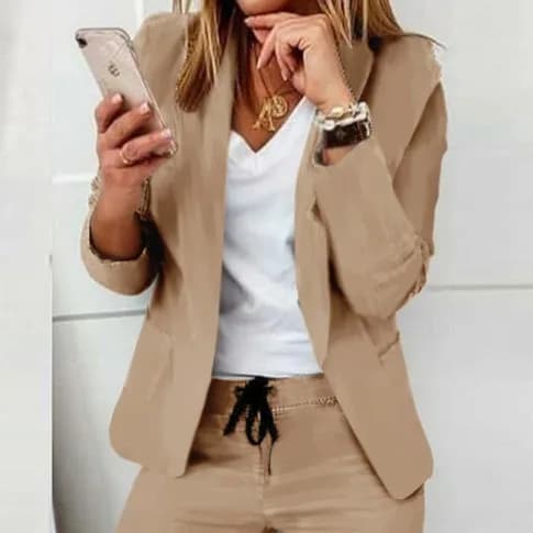Set di pantaloni da donna Cardigan colletto rovesciato capispalla alla caviglia pantaloni a matita due pezzi tasche con coulisse Office Lady Slim