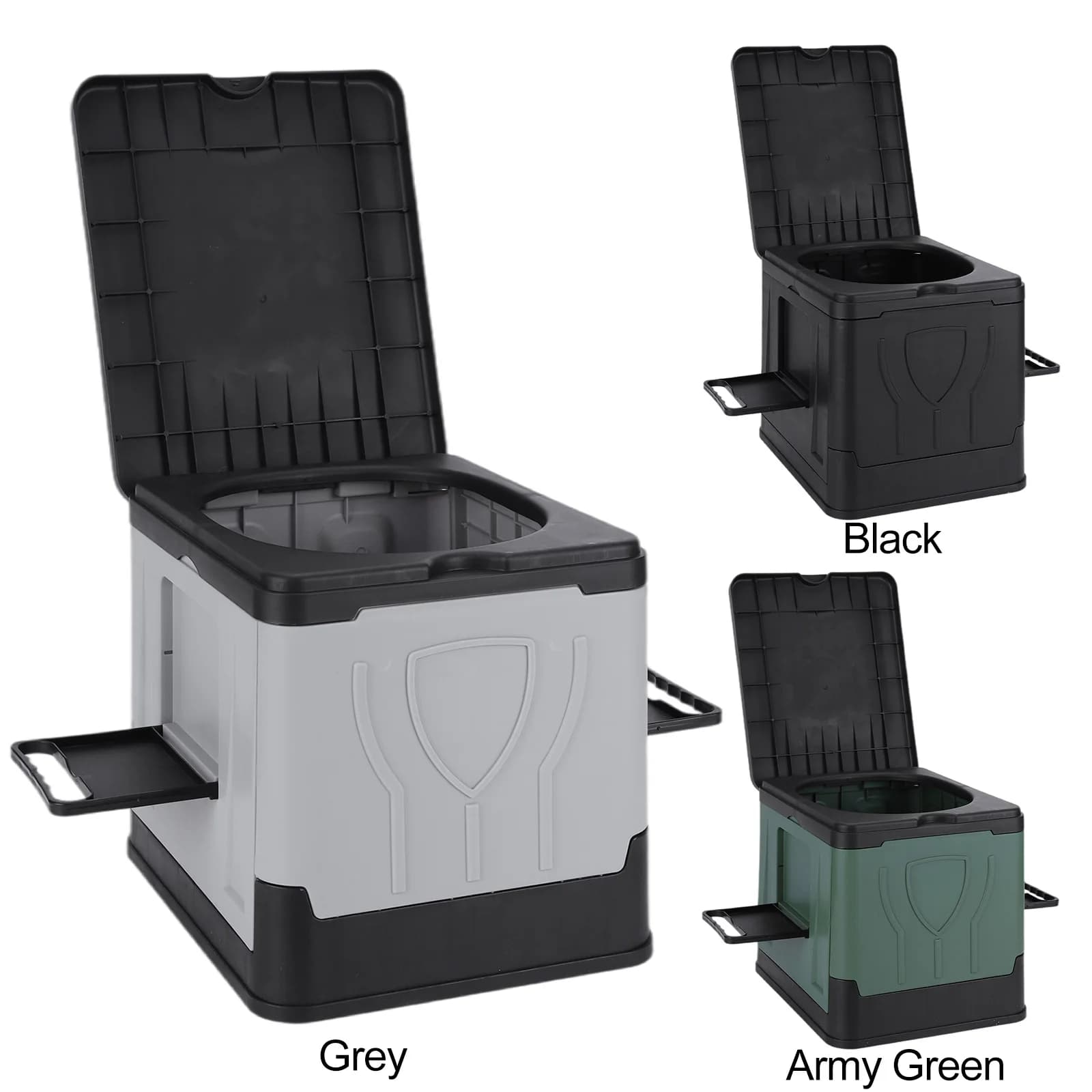 WC portatile pieghevole con porta carta igienica e coperchio, toilette riutilizzabile per campeggio, viaggi, auto, camper e uso di emergenza