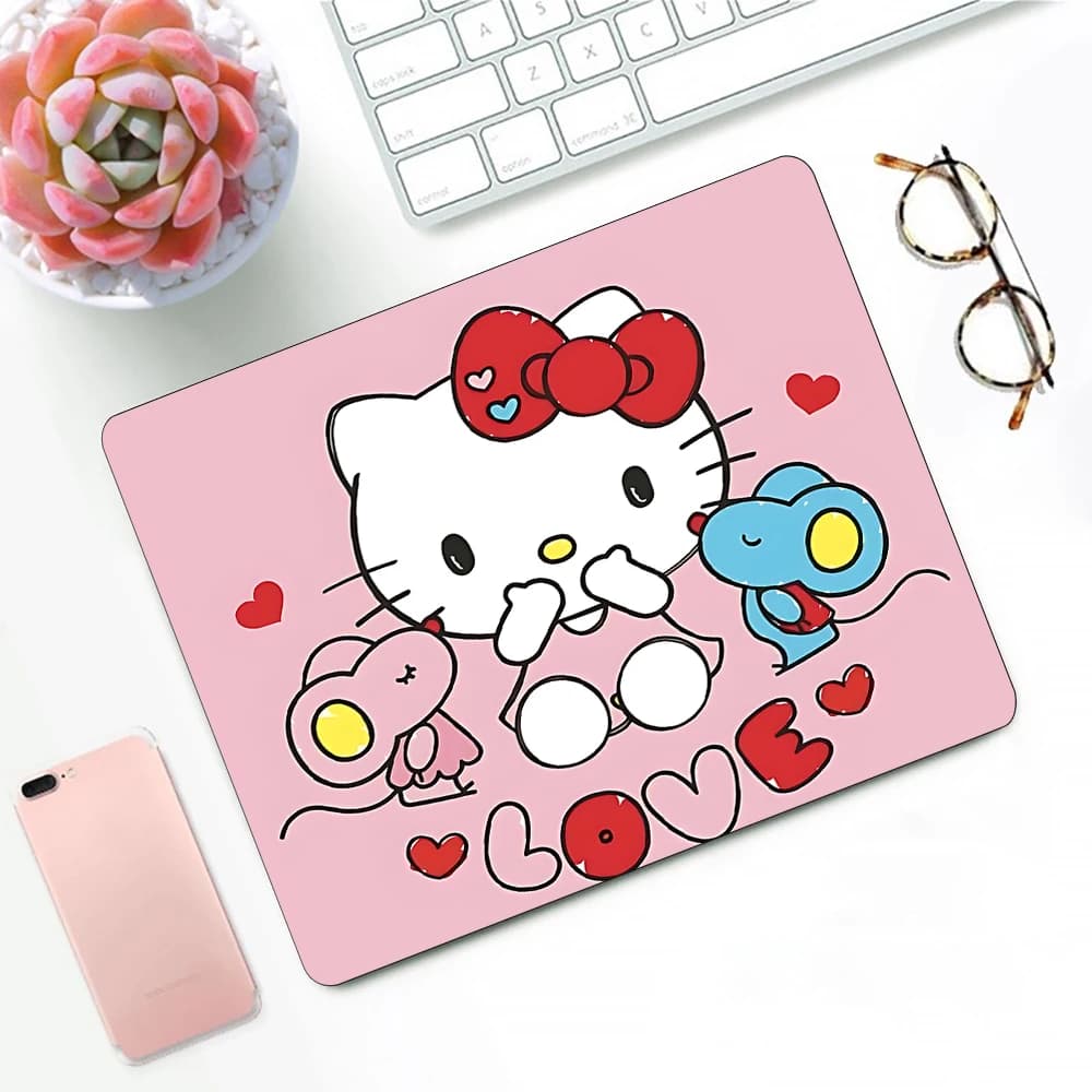 Simpatico anime rosa Hello Kitty Tappetino per mouse da gioco XS Piccolo tappetino per mouse per PC Gamer Decorazione desktop Tappetino per mouse da ufficio Tappetino da scrivania
