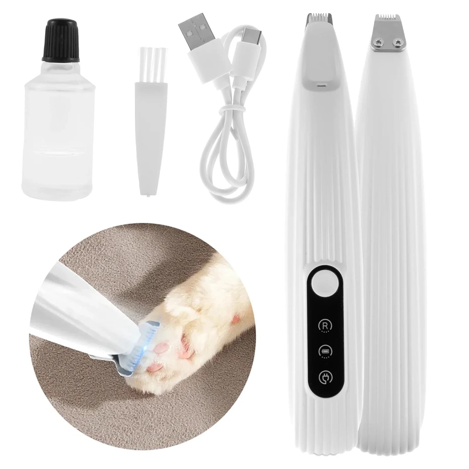 Tosatrice per Zampe di Cani con Luce LED, Silenziosa, ad Alta Velocità, Impermeabile, per Cani e Gatti, Senza Fili, Strumento per Toelettatura