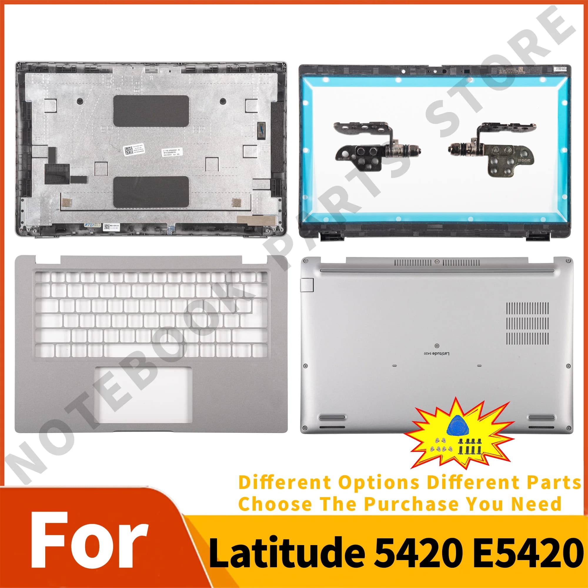Ricambi per Notebook Latitude E5420 5420 5430 E5430 P137G: Cover Posteriore 0DW98X, Cornice, Cerniere, Scocca Superiore e Inferiore 063DTN 14 pollici